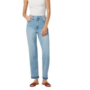 Hudson Kass Distressed High Rise Ankle Crop Straight Leg Jeans Light Wash 29